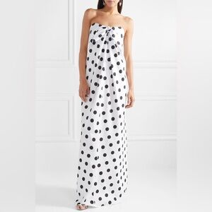 NWOT Caroline Constas Kaia White Polka Dot Maxi Dress Size Small